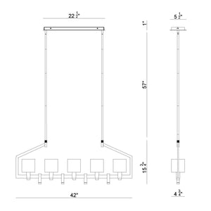 Decato 5-Light 42" Linear Chandelier
