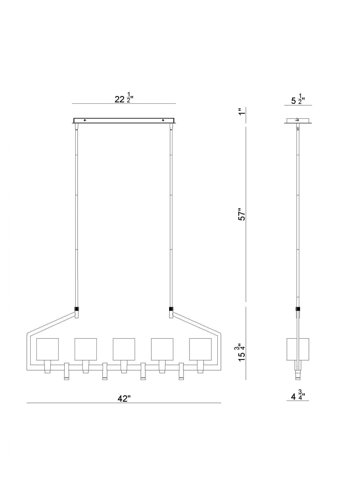 Decato 5-Light 42" Linear Chandelier