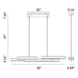 Cameno 55" Integrated LED Linear Chandelier