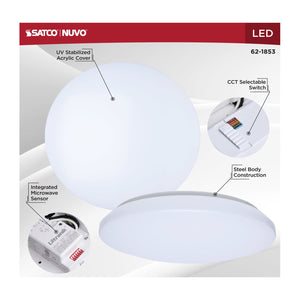 14 Inch LED Cloud Fixture with Sensor, CCT
