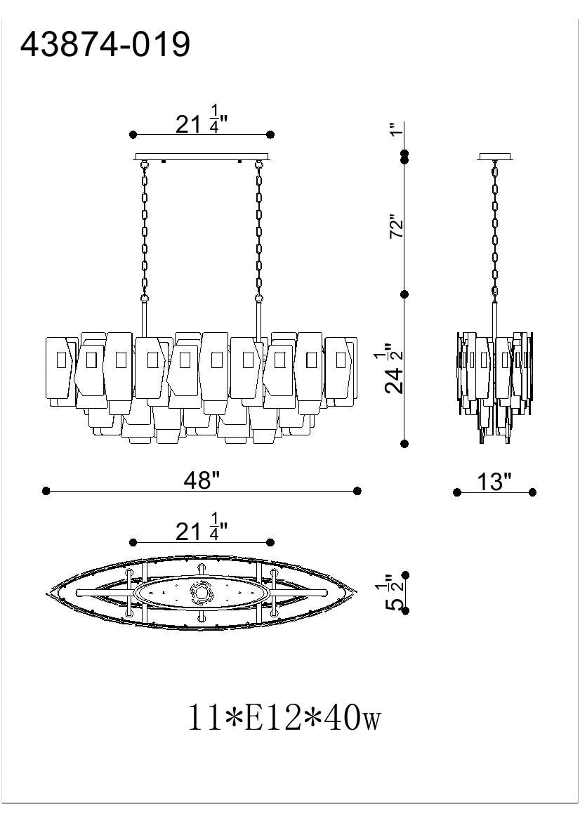 Cocolina 2-Tiers 11-Light 48" Linear Chandelier
