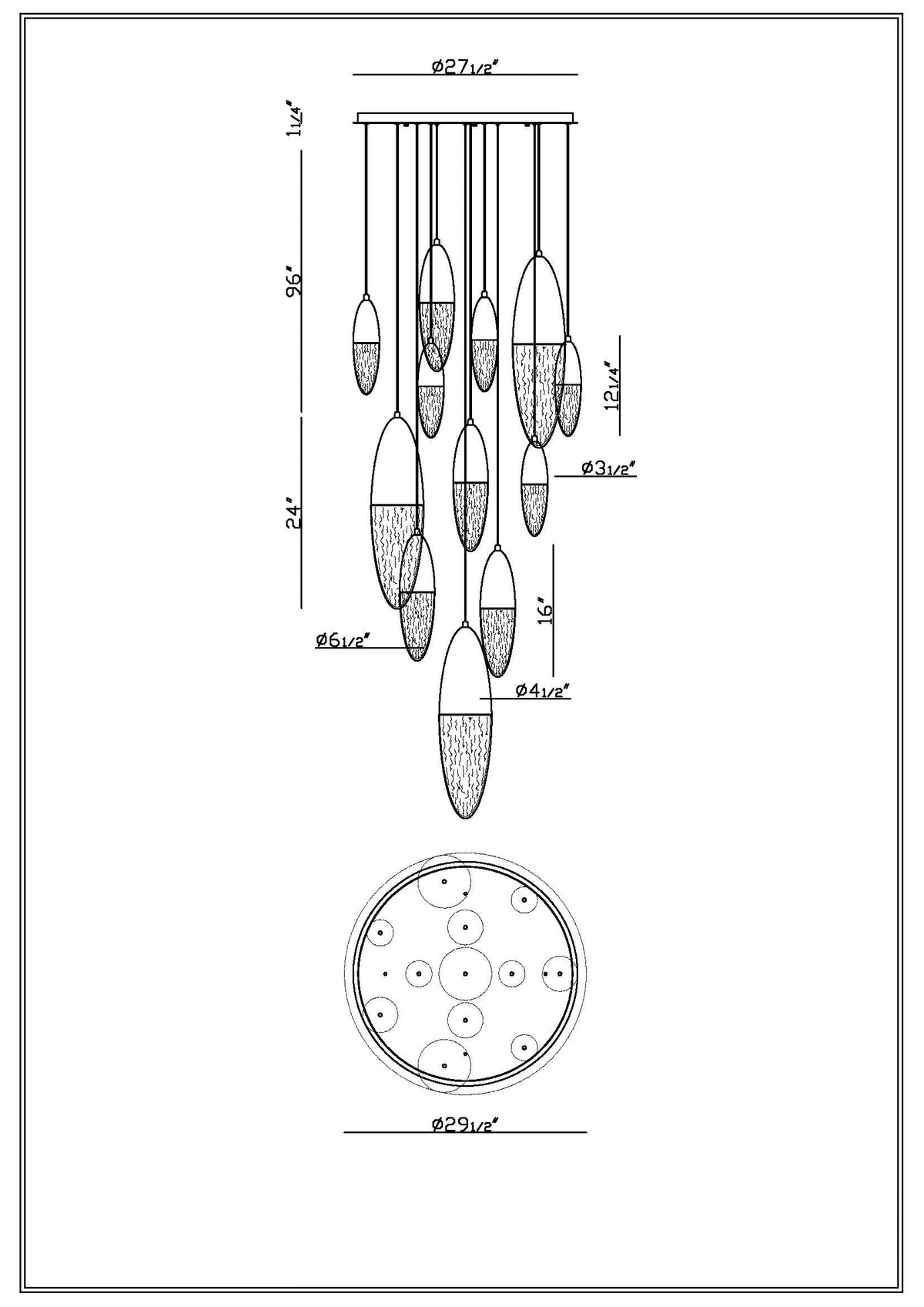 Ecrou 12-Light 30" Multi Drop Chandelier