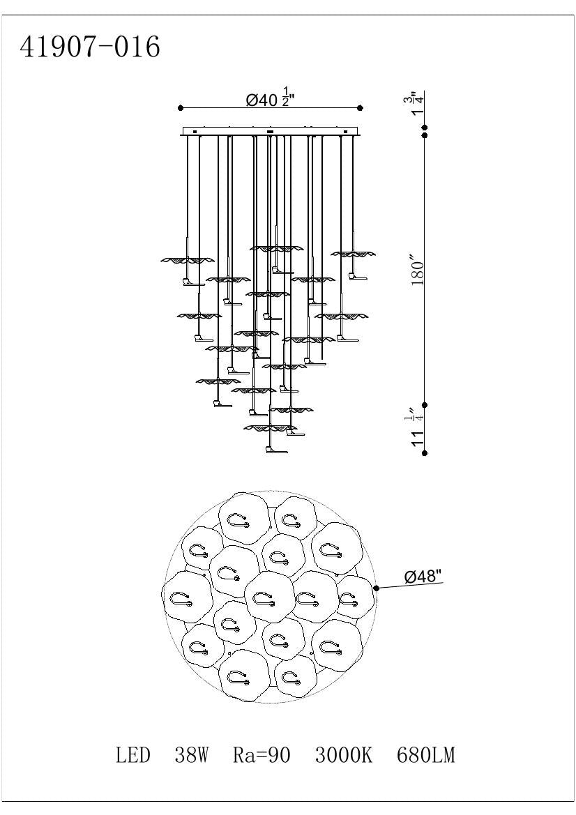 Lagatto 16-Light 48" Integrated LED Grand Chandelier