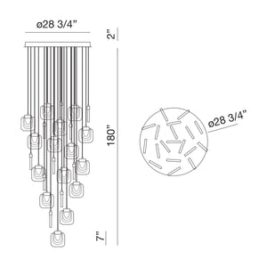 Paget 19-Light 29" Integrated LED Multi Drop Chandelier