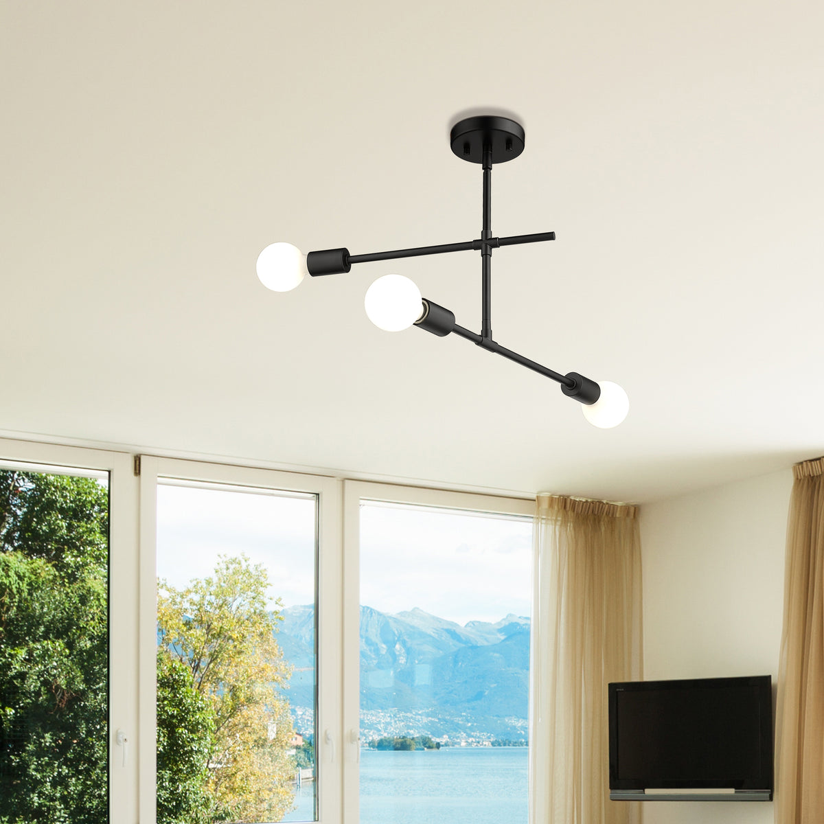 Modernist 3 Light Semi Flush Mount