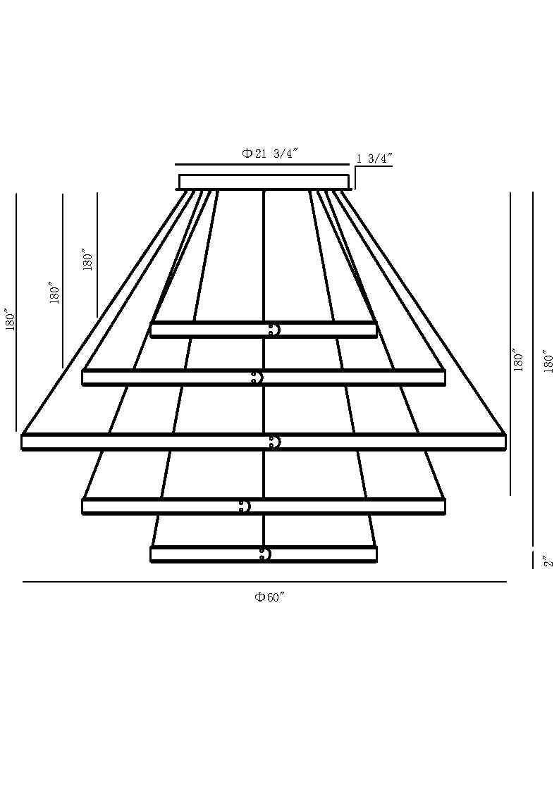 Verdura 5-Tiers 5-Light 2" Integrated LED Grand Chandelier