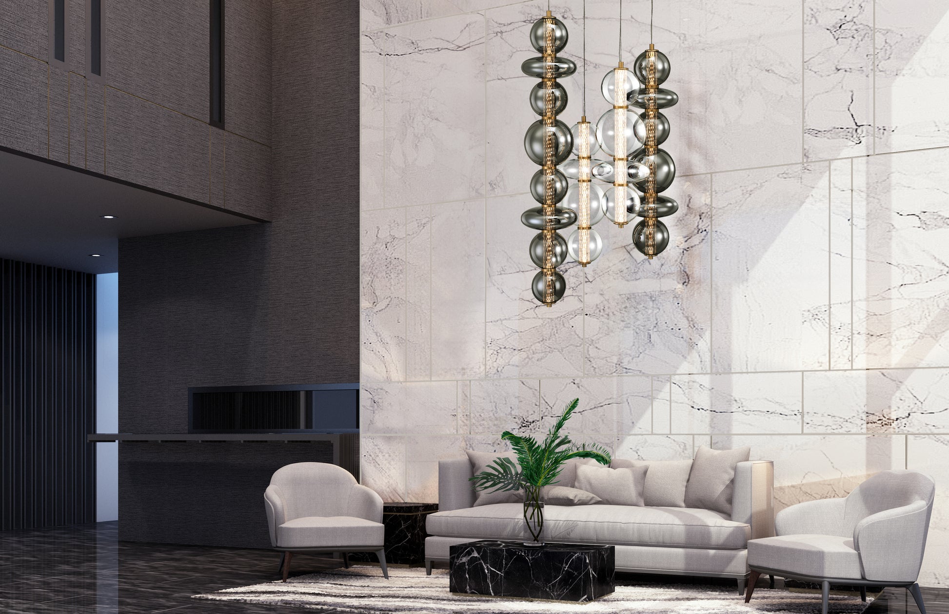 Atomo 4-Light 50" Integrated LED Multi Drop Chandelier