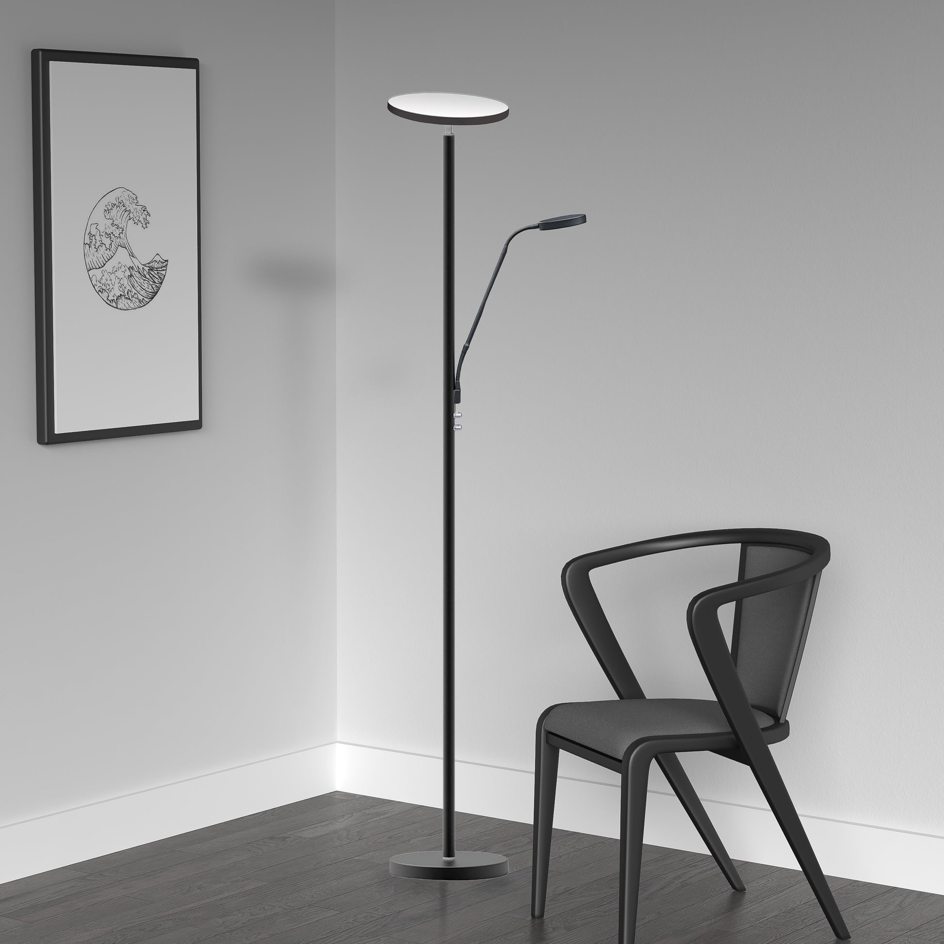Modern 73-in Torchiere w/ reading arm