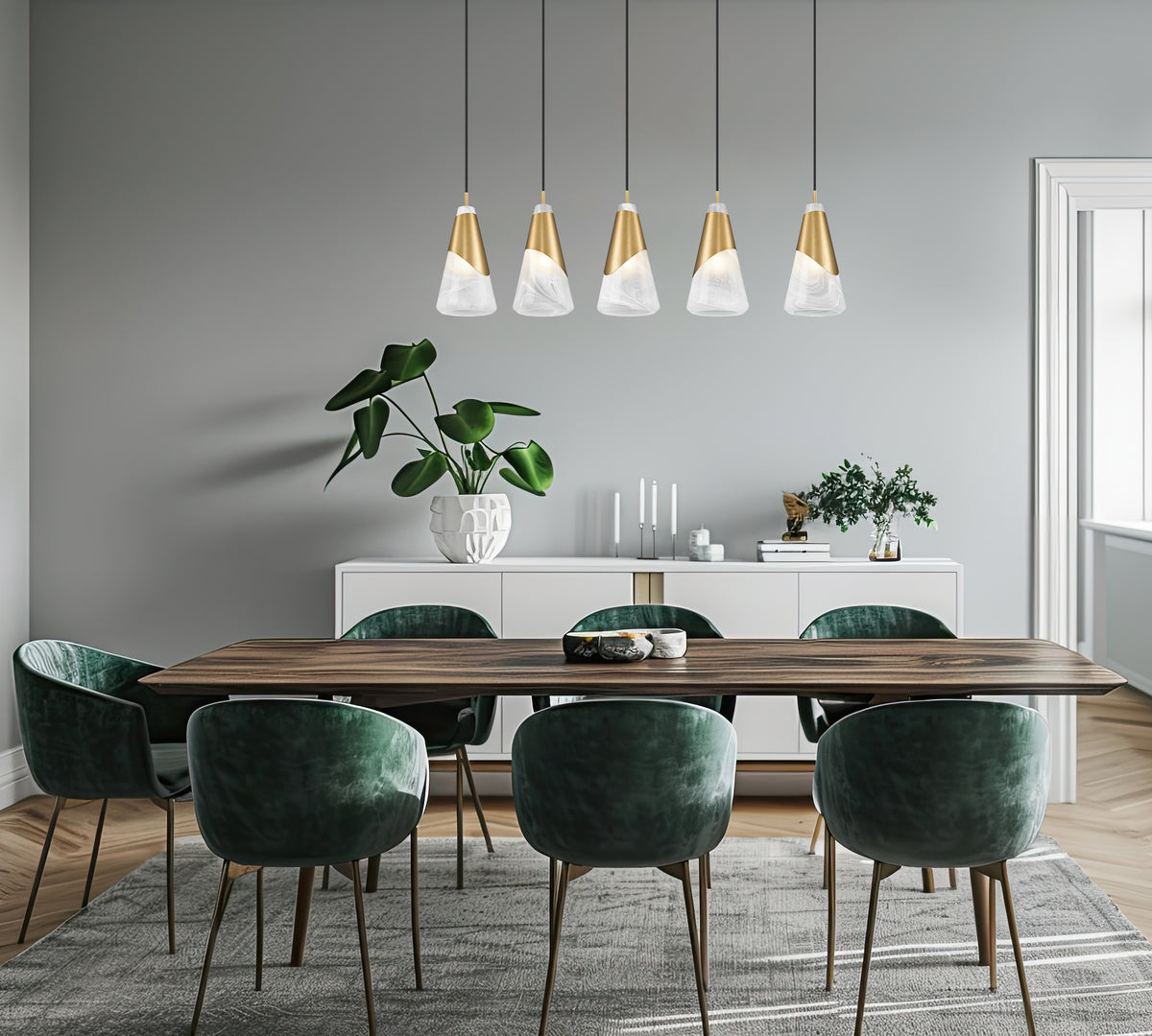 Aimie 5 Light Linear Chandelier 5 x 60W - Candelabra