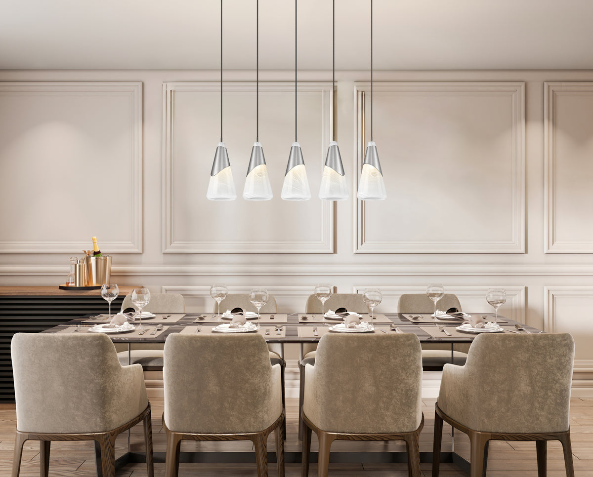 Aimie 5 Light Linear Chandelier 5 x 60W - Candelabra
