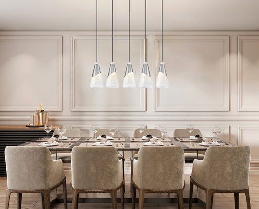 Aimie 5 Light Linear Chandelier 5 x 60W - Candelabra
