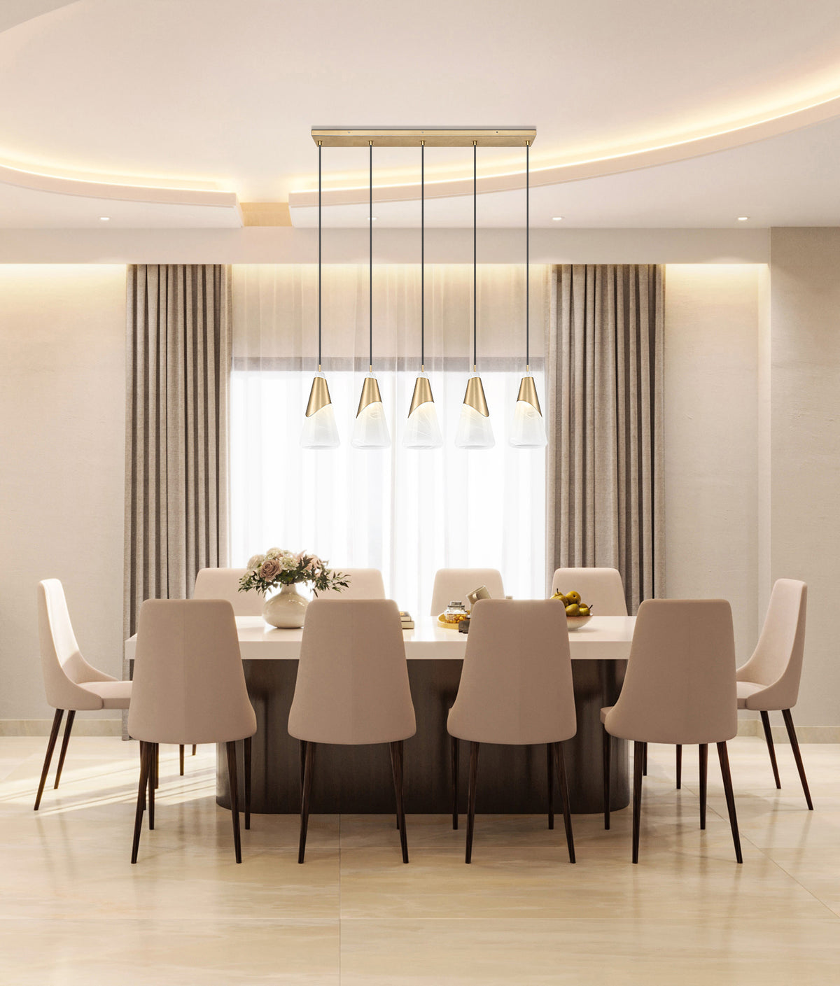 Aimie 5 Light Linear Chandelier 5 x 60W - Candelabra