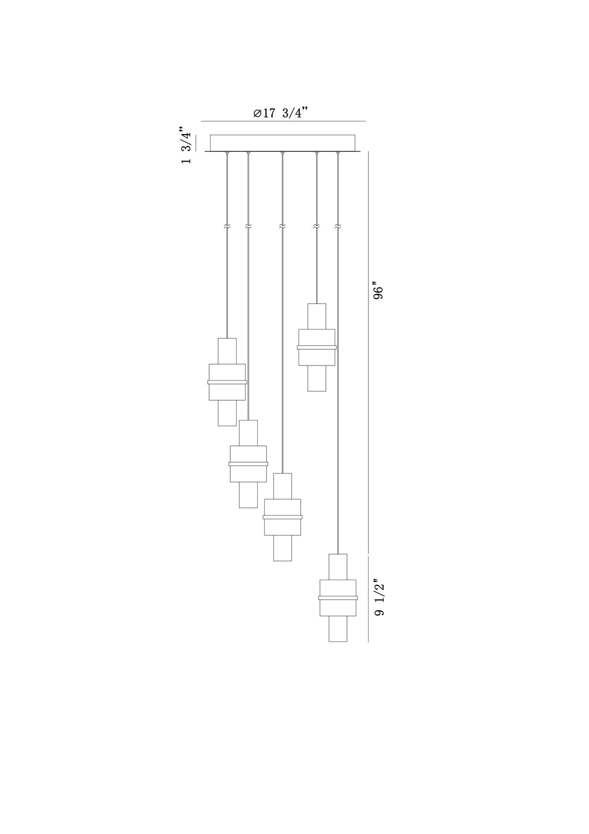 Rola 5-Light 18" Integrated LED Multi Drop Chandelier