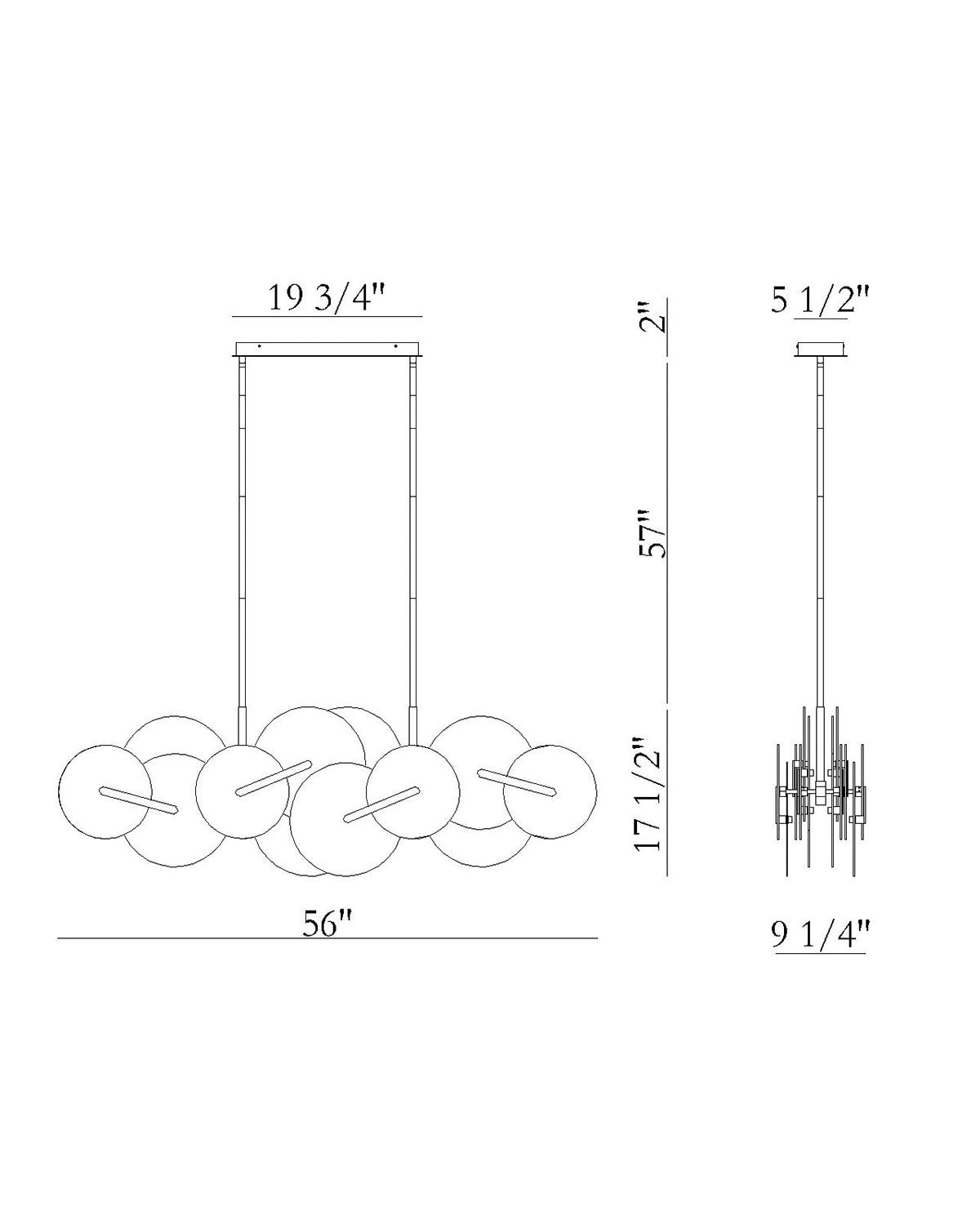 Nuvola 56" Integrated LED Linear Chandelier