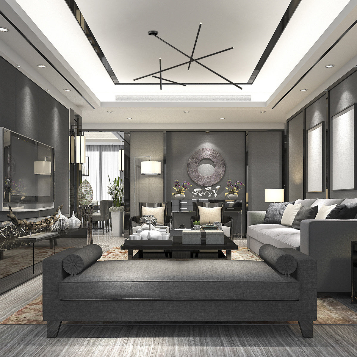 Crossroads 9-Light 57" Integrated LED Flush Mount