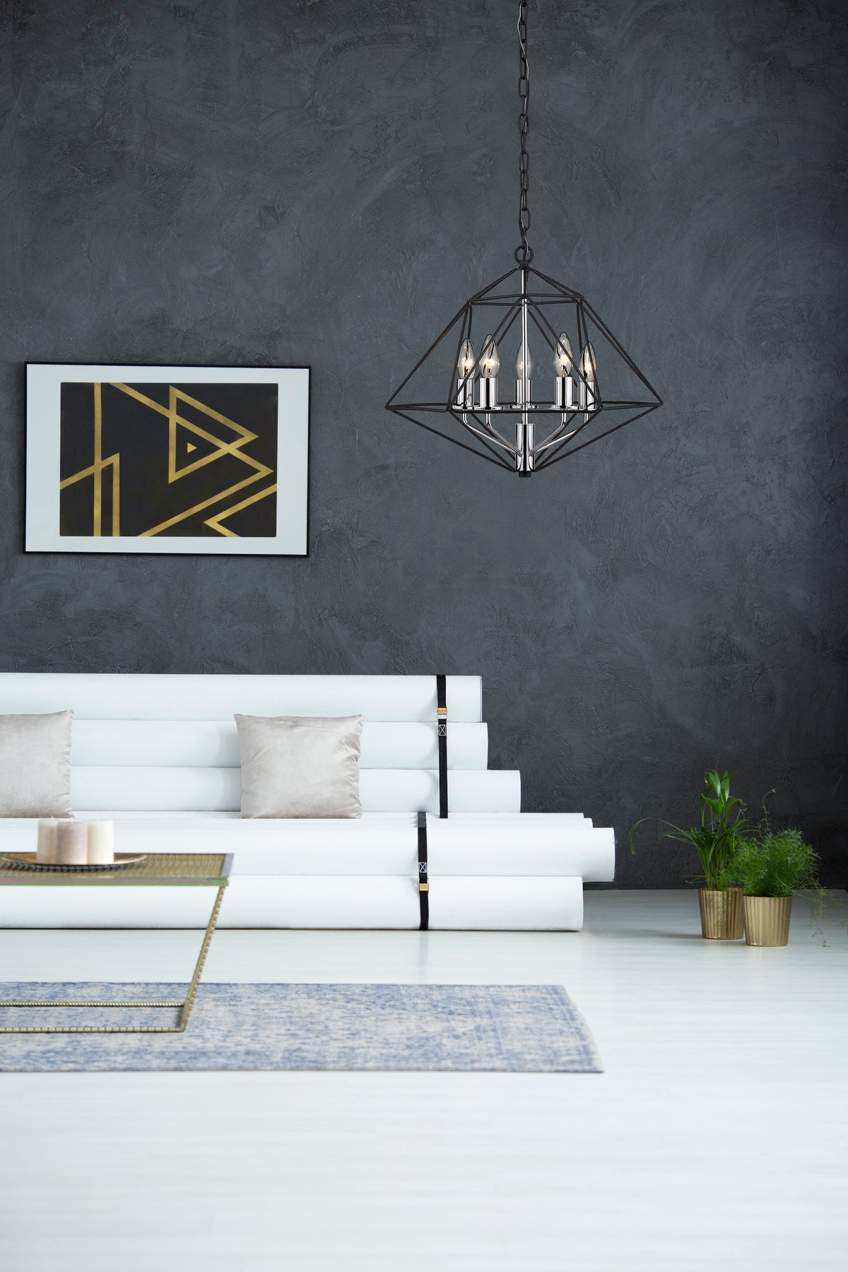 Geo 5 Light Chandelier 5 x 60W - Candelabra