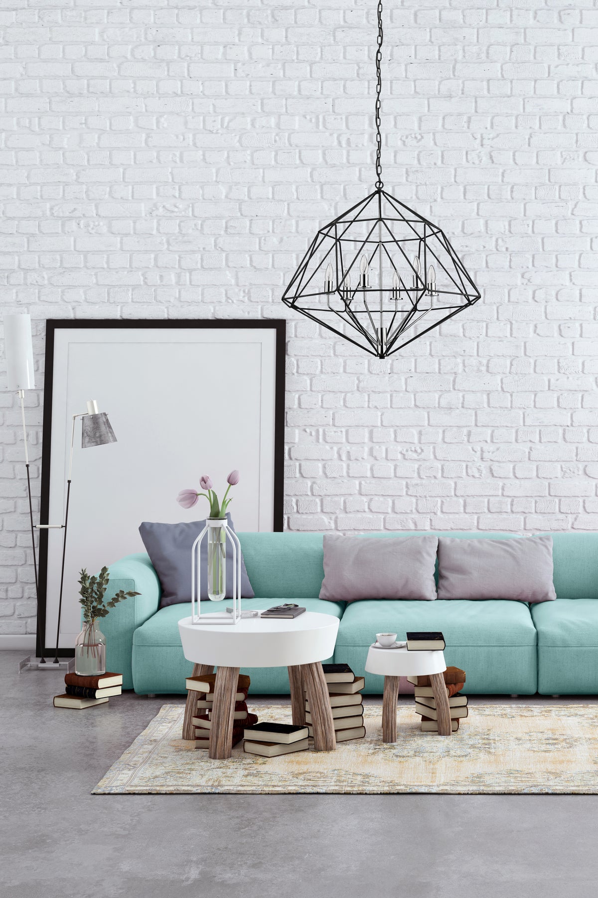 Geo 6 Light Chandelier 6 x 60W - Candelabra
