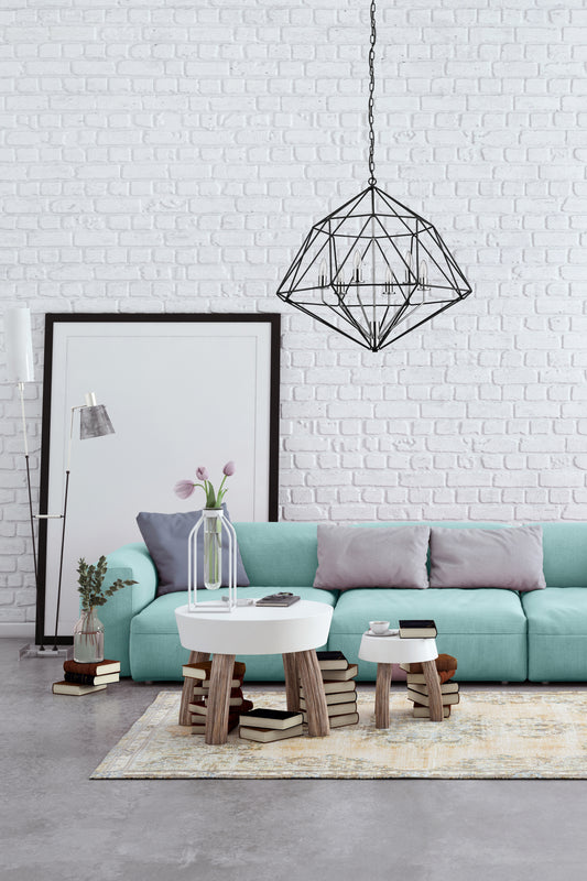 Geo 6 Light Chandelier 6 x 60W - Candelabra