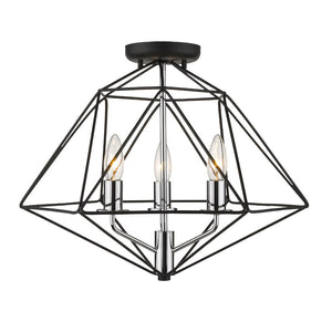 Geo 3 Light Semi Flush Mount 3 x 60W - Candelabra