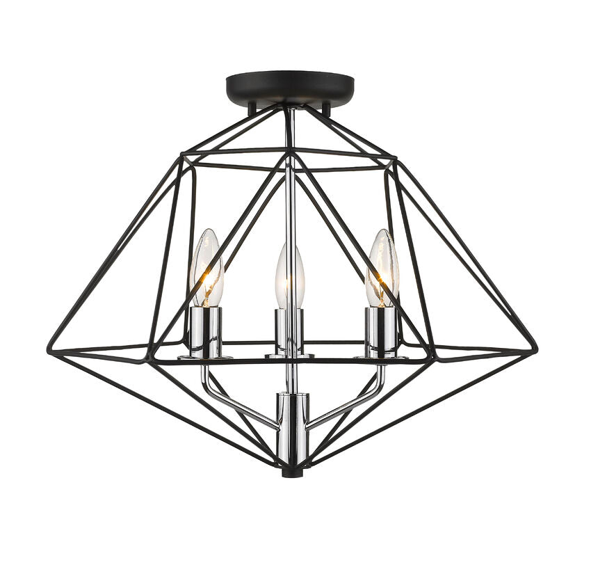 Geo 3 Light Semi Flush Mount 3 x 60W - Candelabra