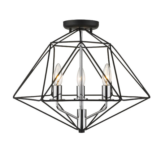 Geo 3 Light Semi Flush Mount 3 x 60W - Candelabra