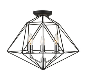 Geo 3 Light Semi Flush Mount 3 x 60W - Candelabra