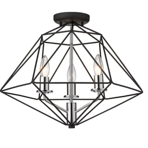 Geo 3 Light Semi Flush Mount 3 x 60W - Candelabra