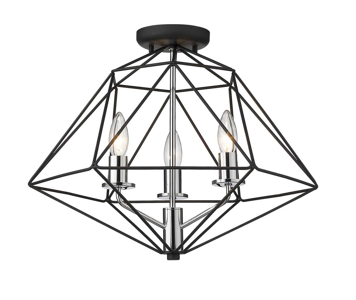 Geo 3 Light Semi Flush Mount 3 x 60W - Candelabra