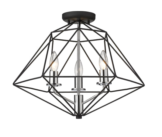 Geo 3 Light Semi Flush Mount 3 x 60W - Candelabra