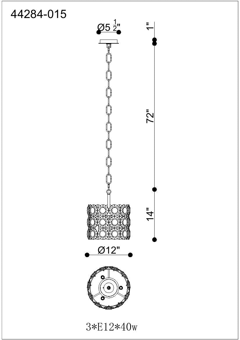 Perrene 3-Light 14" Pendant Chandelier
