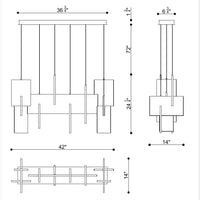 Coburg 3-Light 42" Integrated LED Linear Chandelier