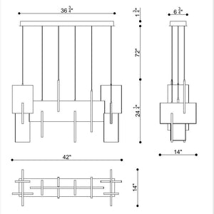 Coburg 3-Light 42" Integrated LED Linear Chandelier