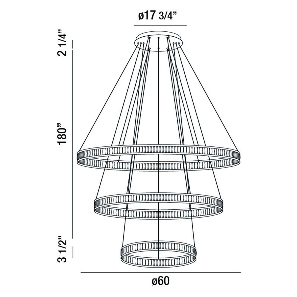Forster 3-Tiers 3-Light 60" Integrated LED Grand Chandelier