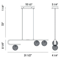 Phillimore 3-Light 32" Integrated LED Linear Chandelier
