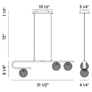 Phillimore 3-Light 32" Integrated LED Linear Chandelier
