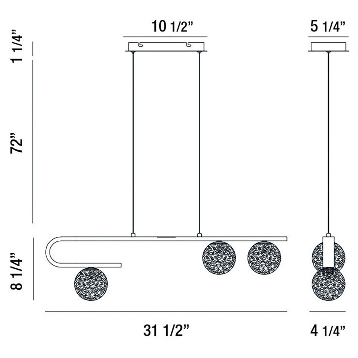 Phillimore 3-Light 32" Integrated LED Linear Chandelier