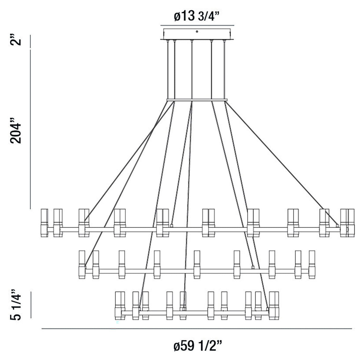 Albany 3-Tiers 51-Light 60" Integrated LED Grand Chandelier