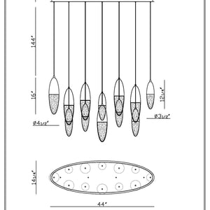 Ecrou 12-Light 44" Linear Chandelier