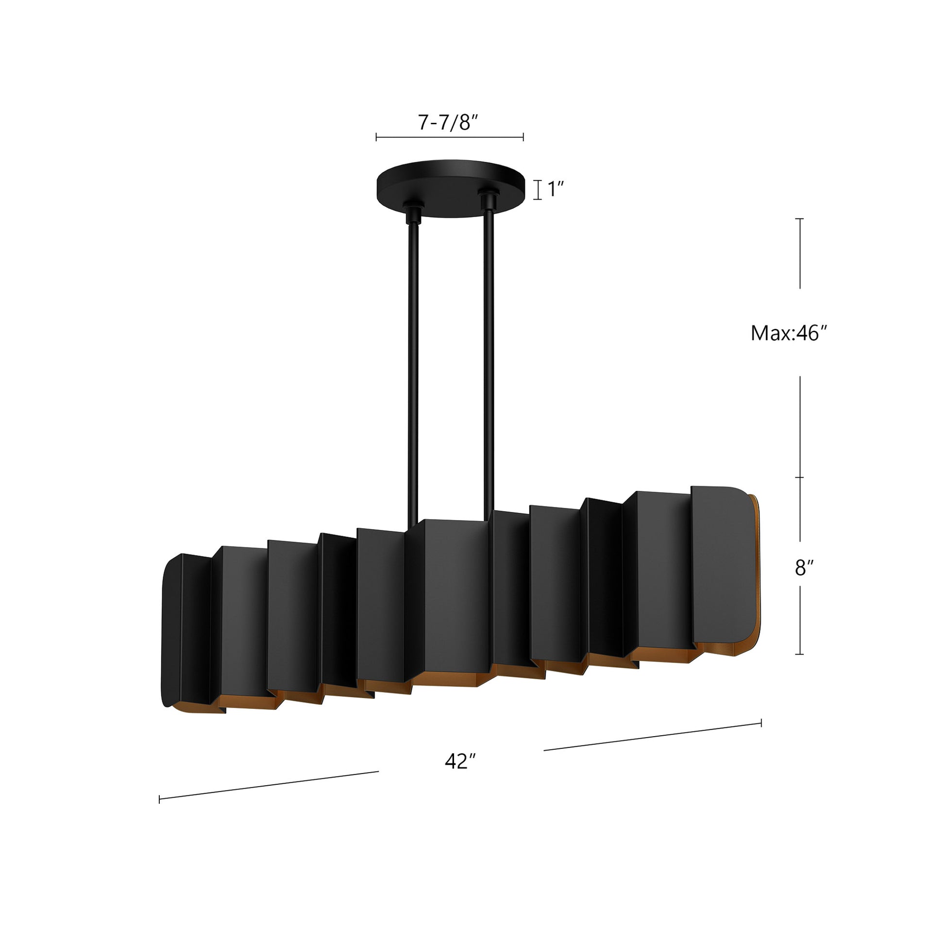 Akira 42-in Black/Gold 6 Lights Linear Pendant