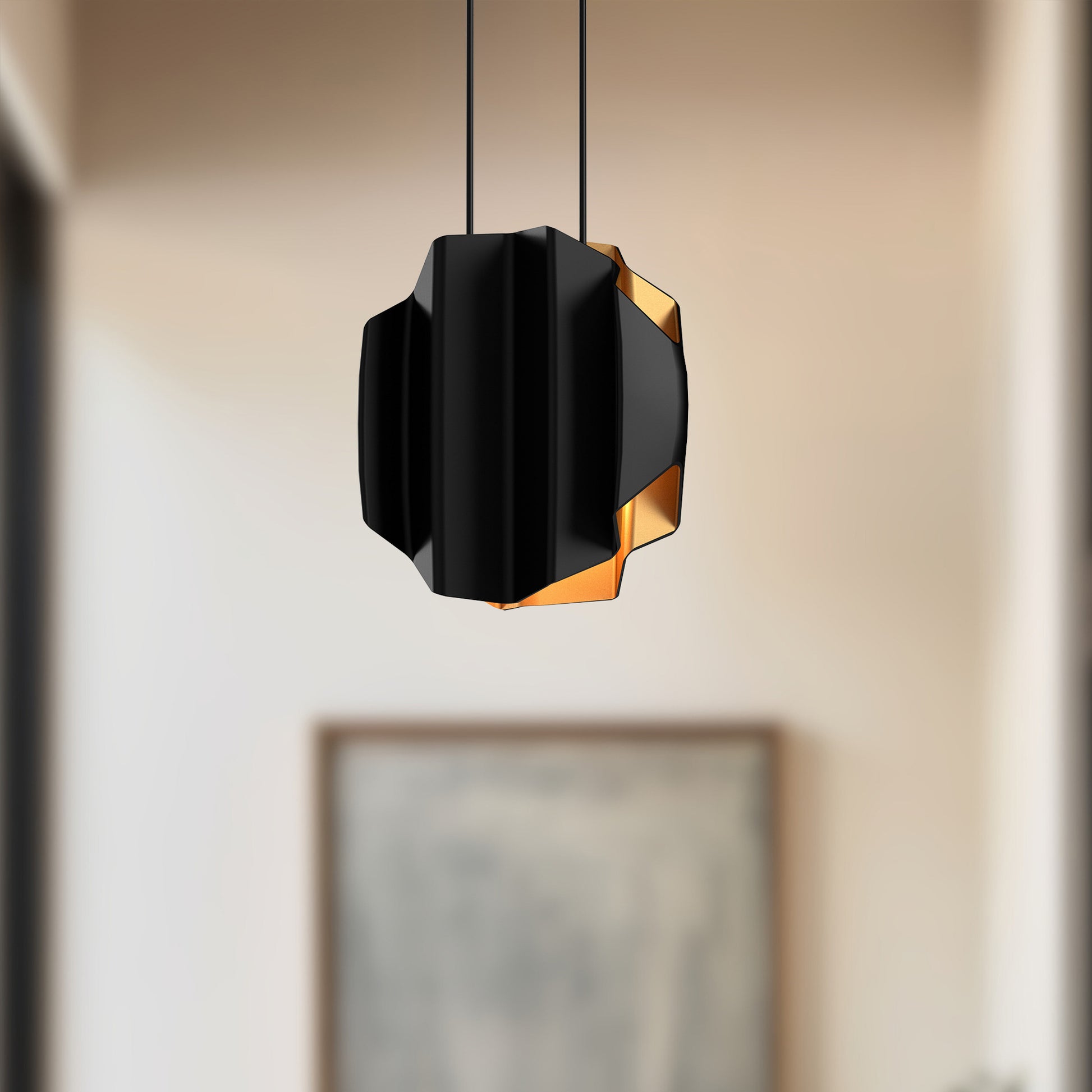 Akira 14-in Black/Gold 2 Lights Pendant