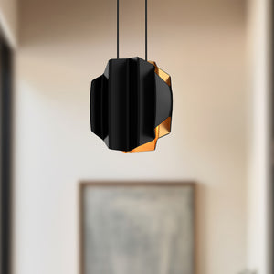 Akira 14-in Black/Gold 2 Lights Pendant