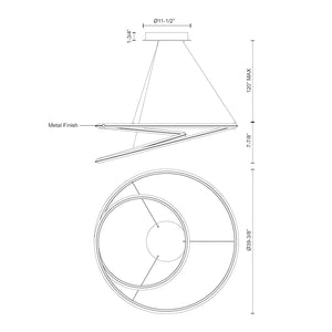 Ampersand 39-in Brushed Nickel LED Pendant