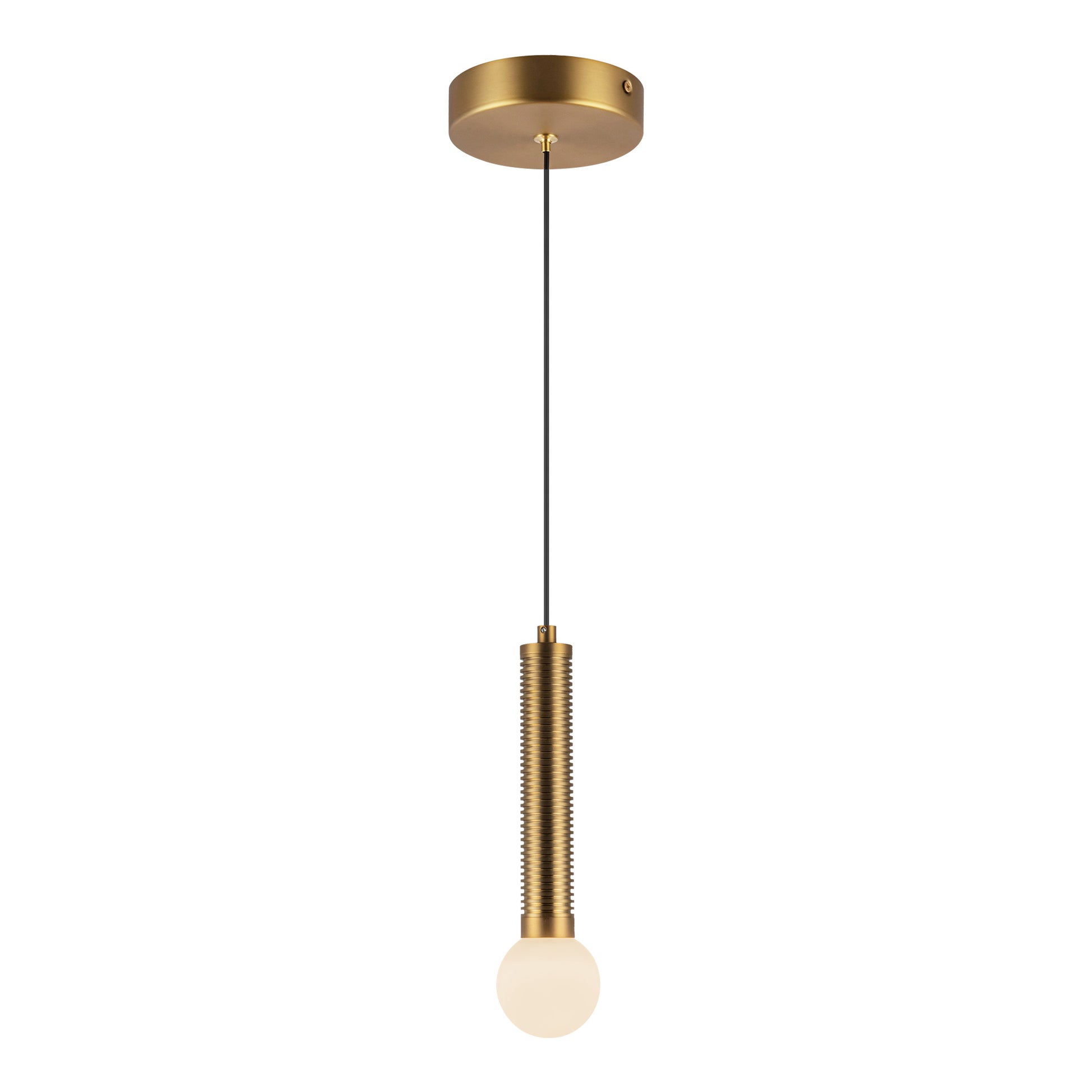 Arden 9-in Matte Black/Opal Glass LED Pendant