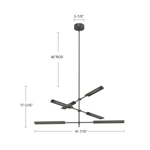 Astrid 6 Head Metal Shade/Urban Bronze LED Multi Pendant