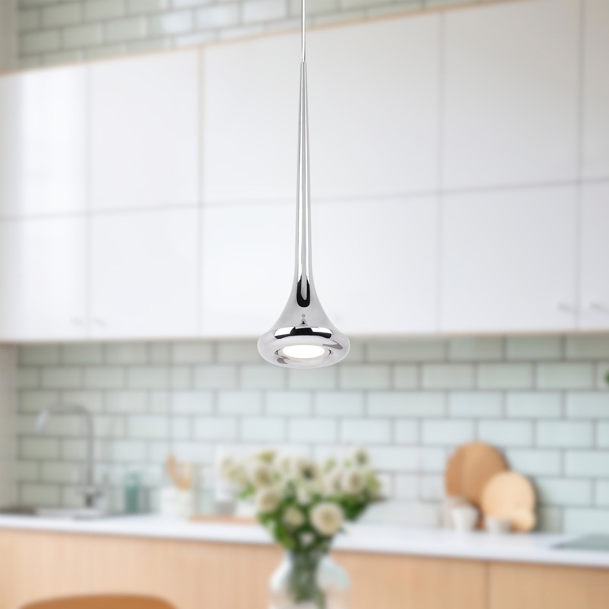 Bach 5-in Chrome LED Pendant