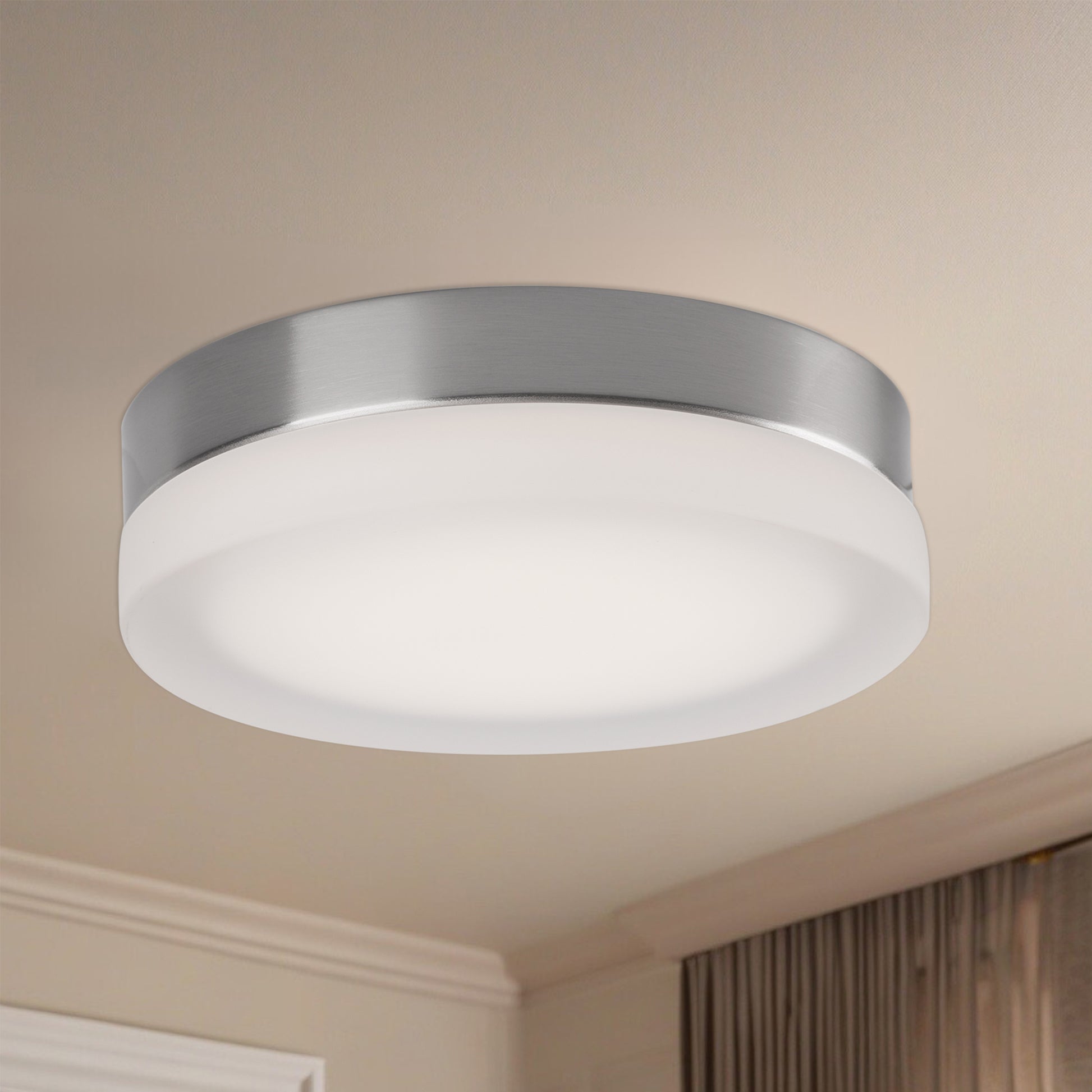 Bedford 11-in Brushed Nickel/Frosted LED Flush Mount