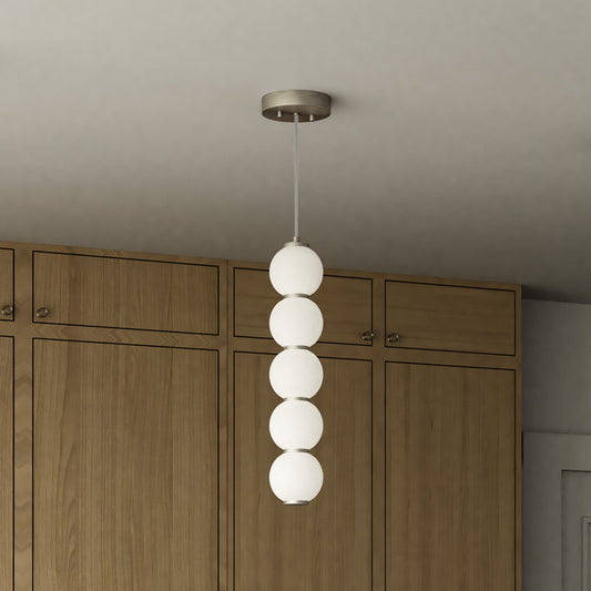 Bijou 5-in Brushed Nickel/Opal Matte Glass LED Pendant