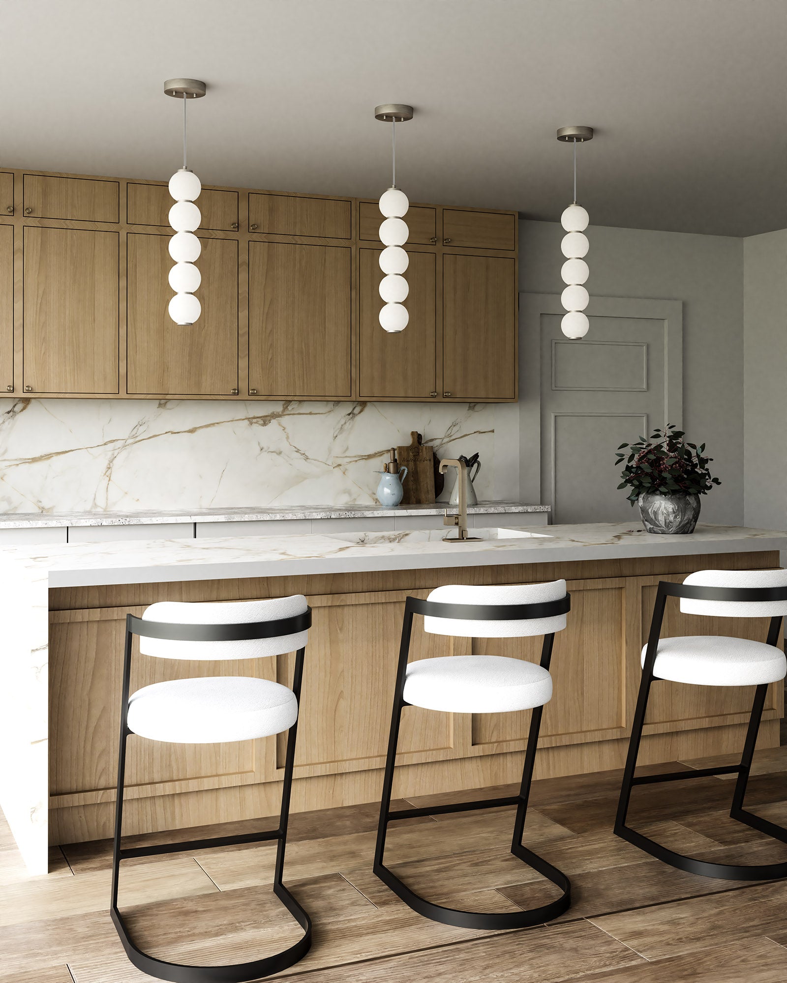 Bijou 5-in Brushed Nickel/Opal Matte Glass LED Pendant