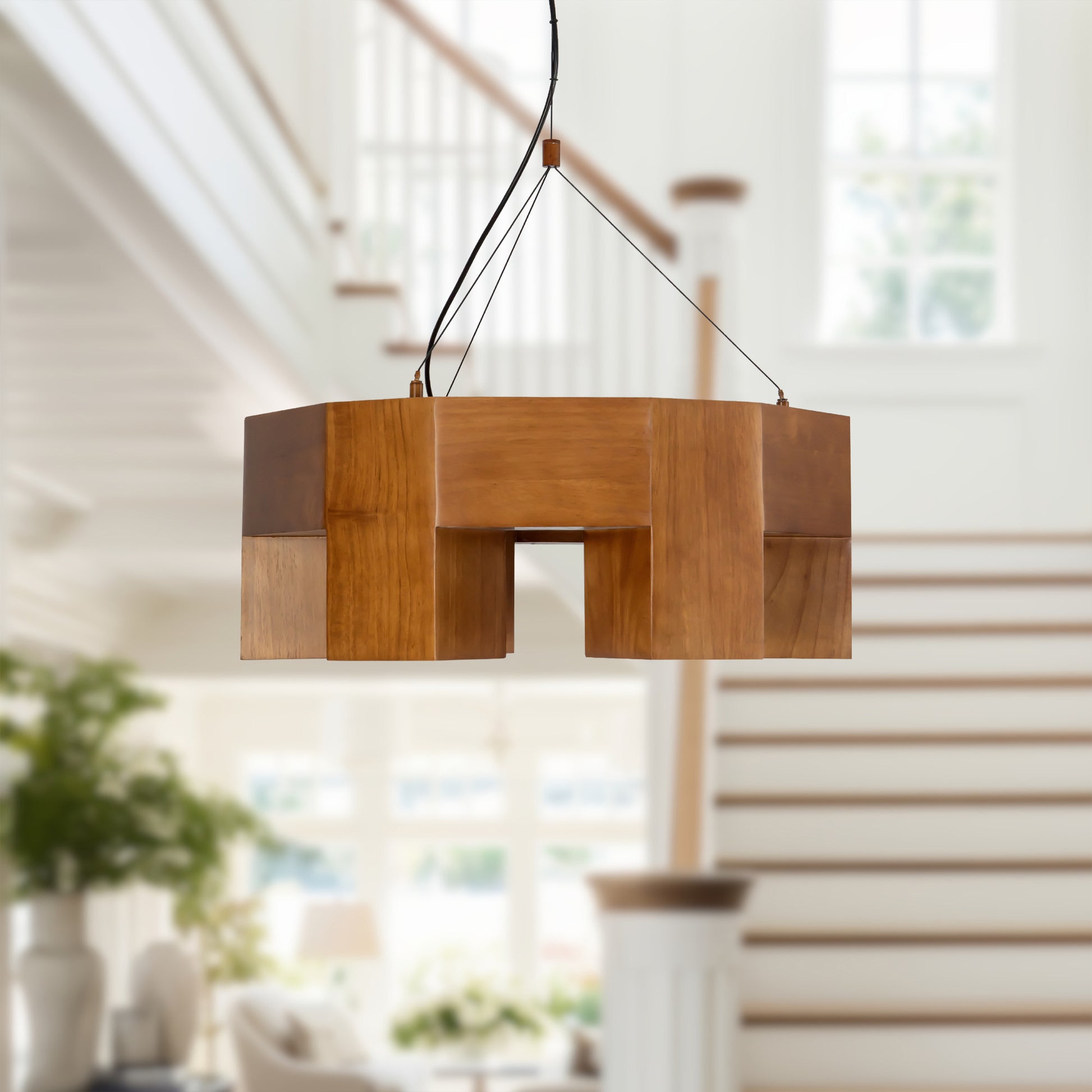 Bosco 25-in Solid Wood LED Chandelier