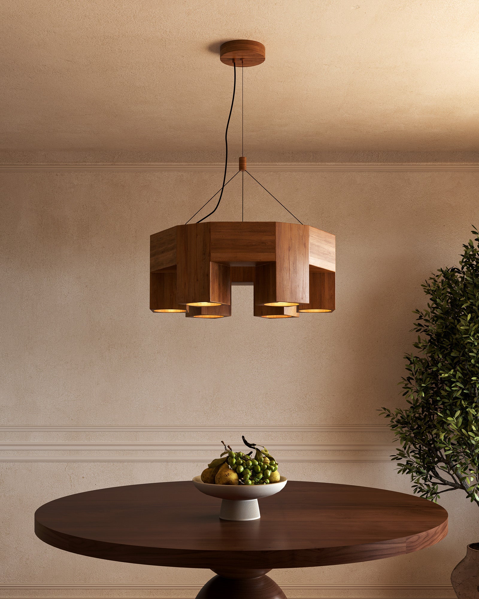 Bosco 25-in Solid Wood LED Chandelier